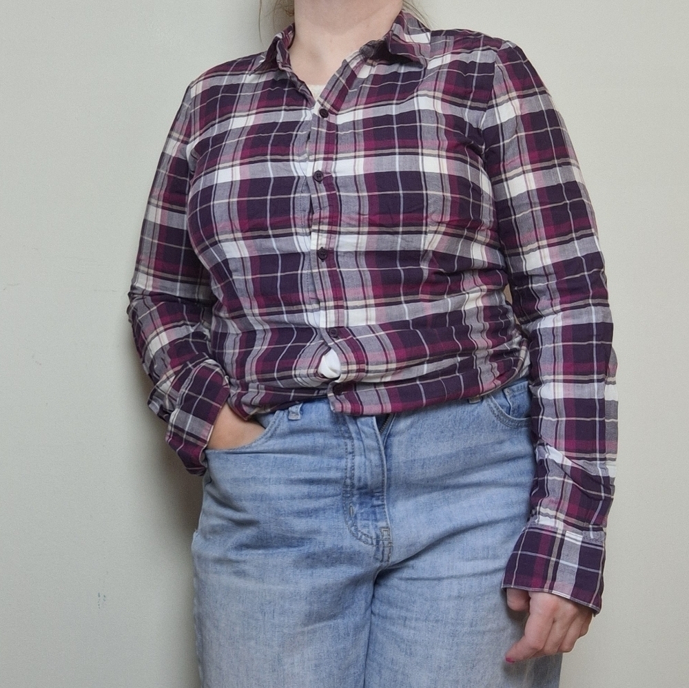The Limited Purple Plaid Button Down Shirt Medium